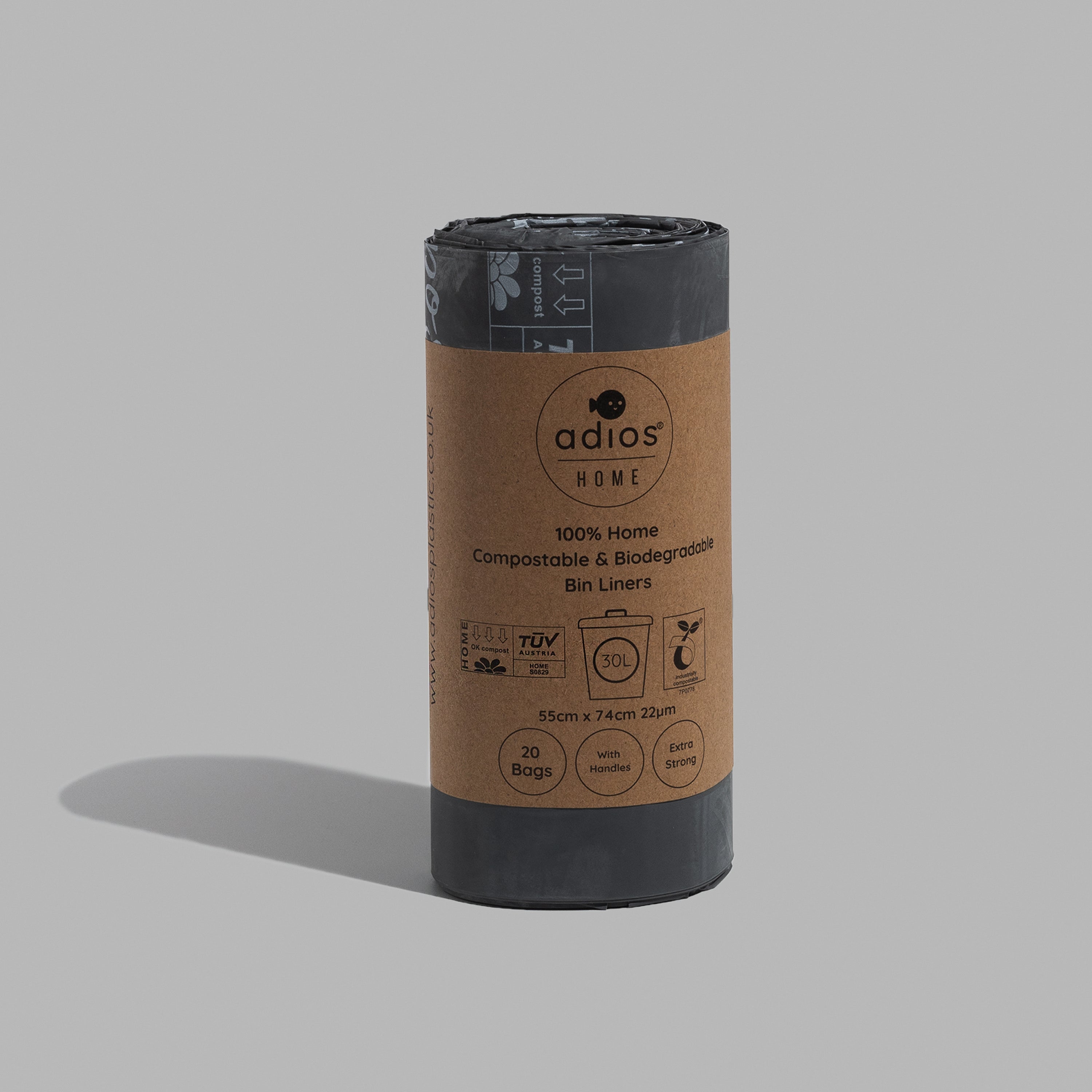 🛍️ Compostable Bin Liners with Handles – 30L - Roll of 20 bags 🌿