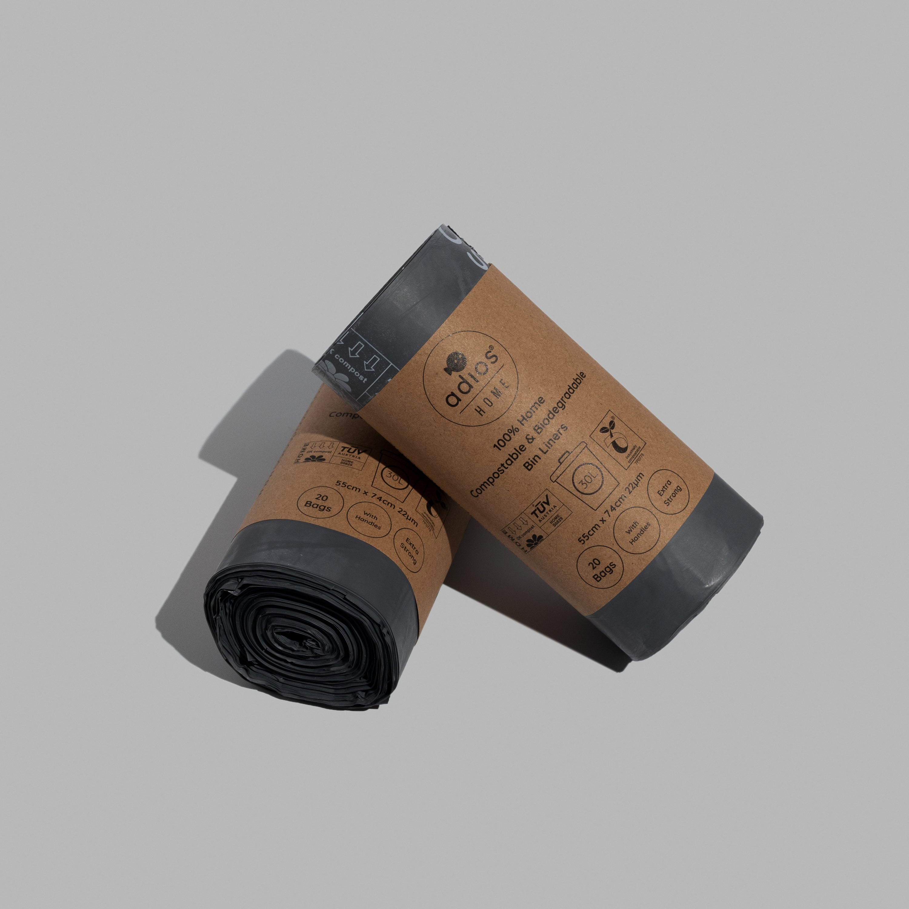 🛍️ Compostable Bin Liners with Handles – 30L - Roll of 20 bags 🌿