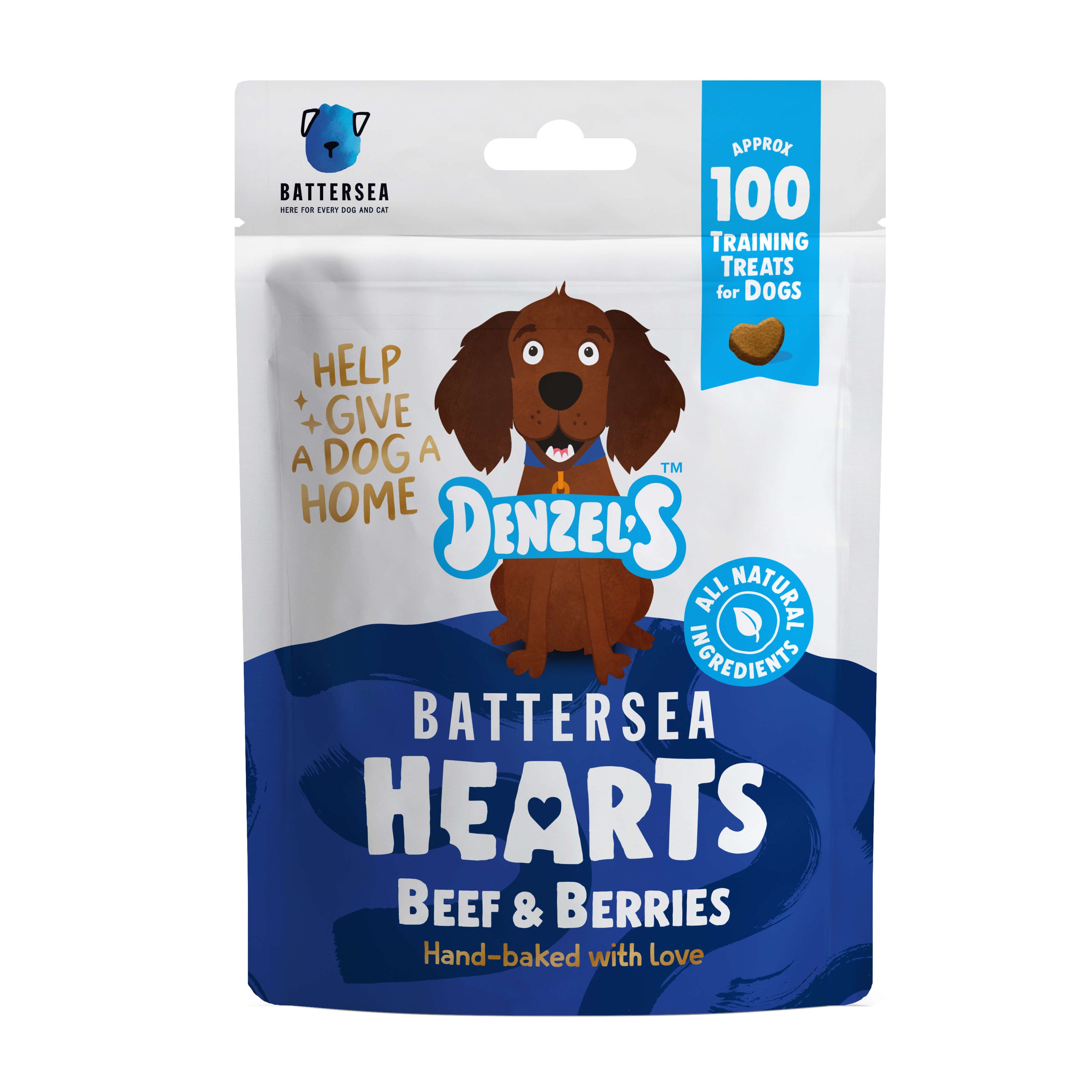 Denzel's Battersea Hearts Beef & Berries Dog Treats 90g