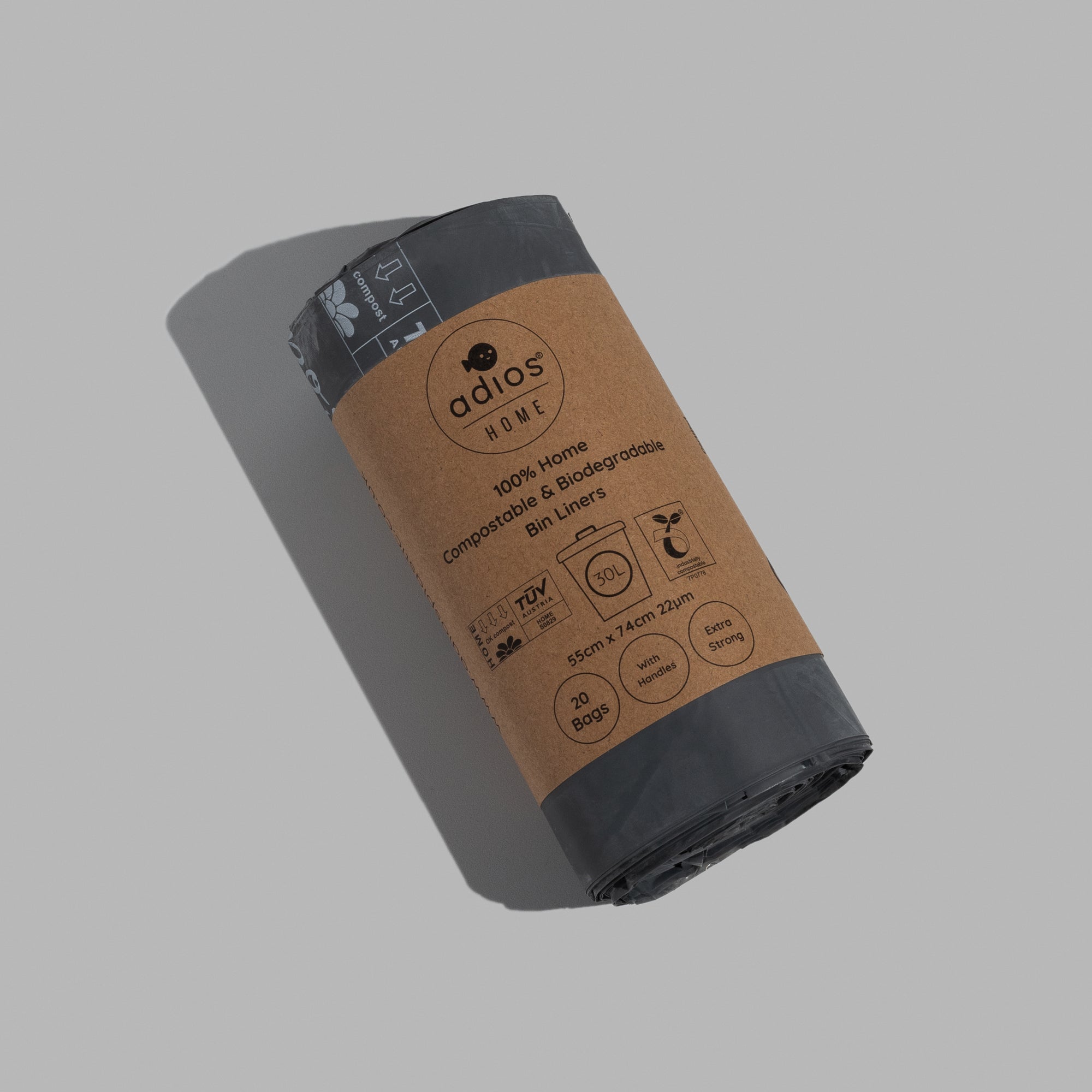 🛍️ Compostable Bin Liners with Handles – 30L - Roll of 20 bags 🌿