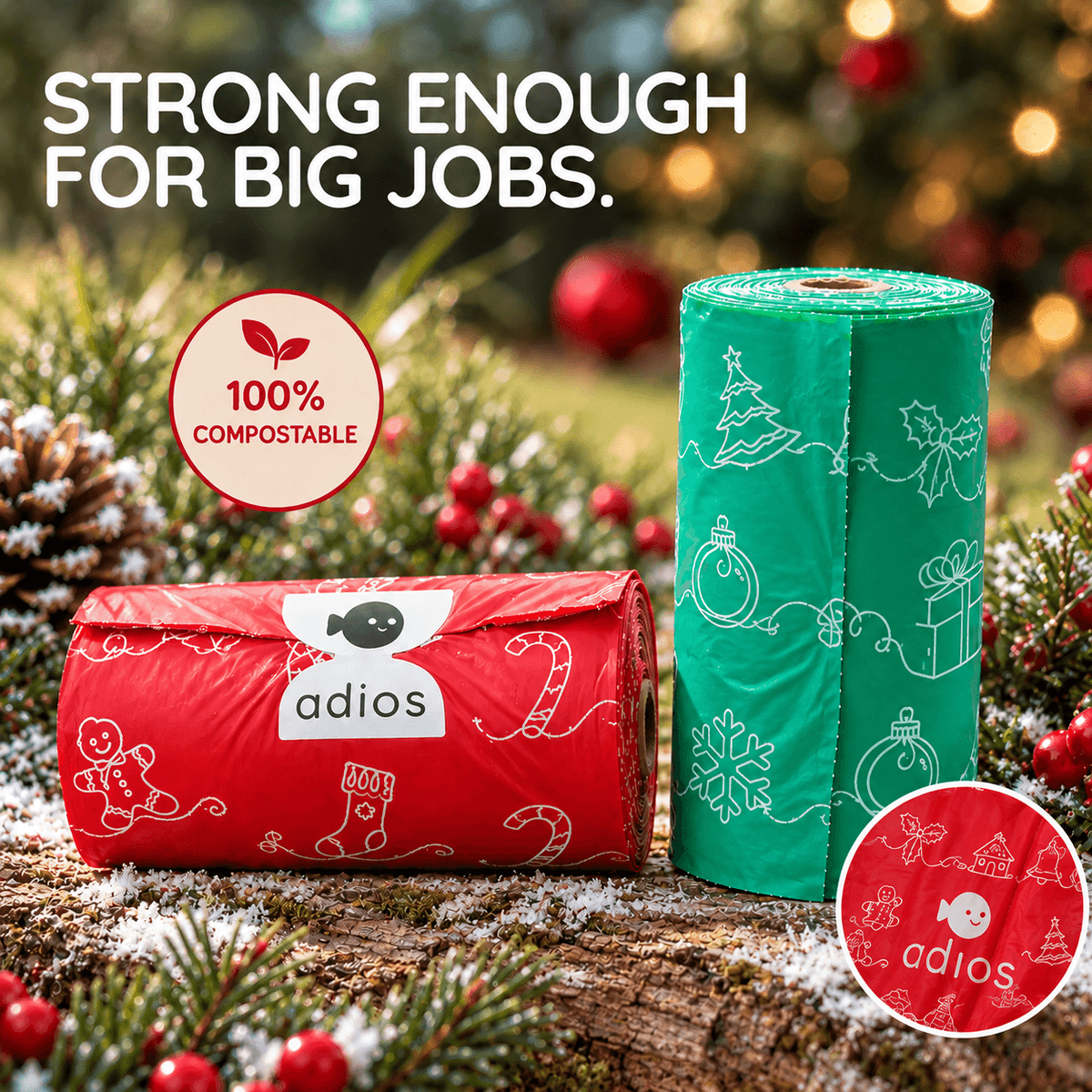 Christmas Compostable Dog Poo Bags
