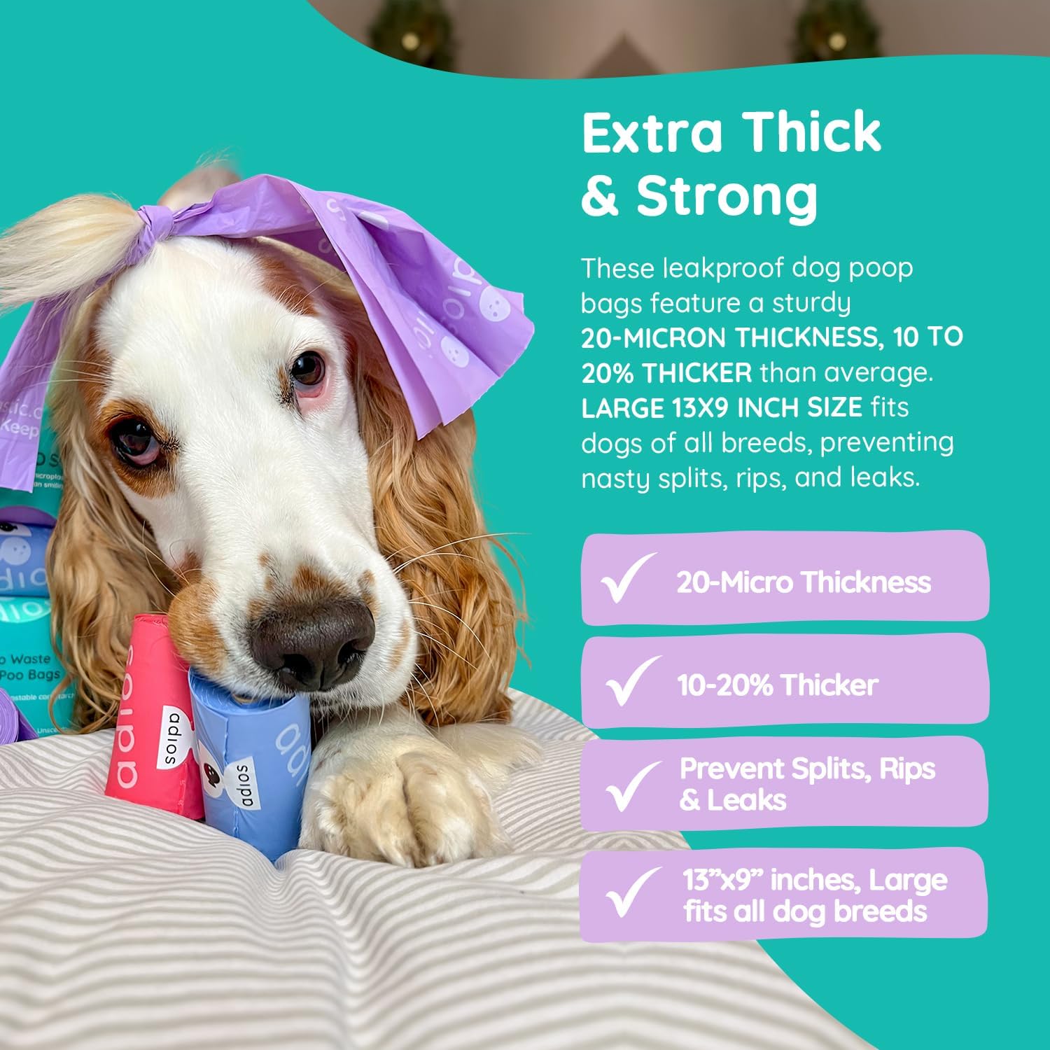 Rainbow Compostable Poo Bags, 120 Bags (8 Rolls)