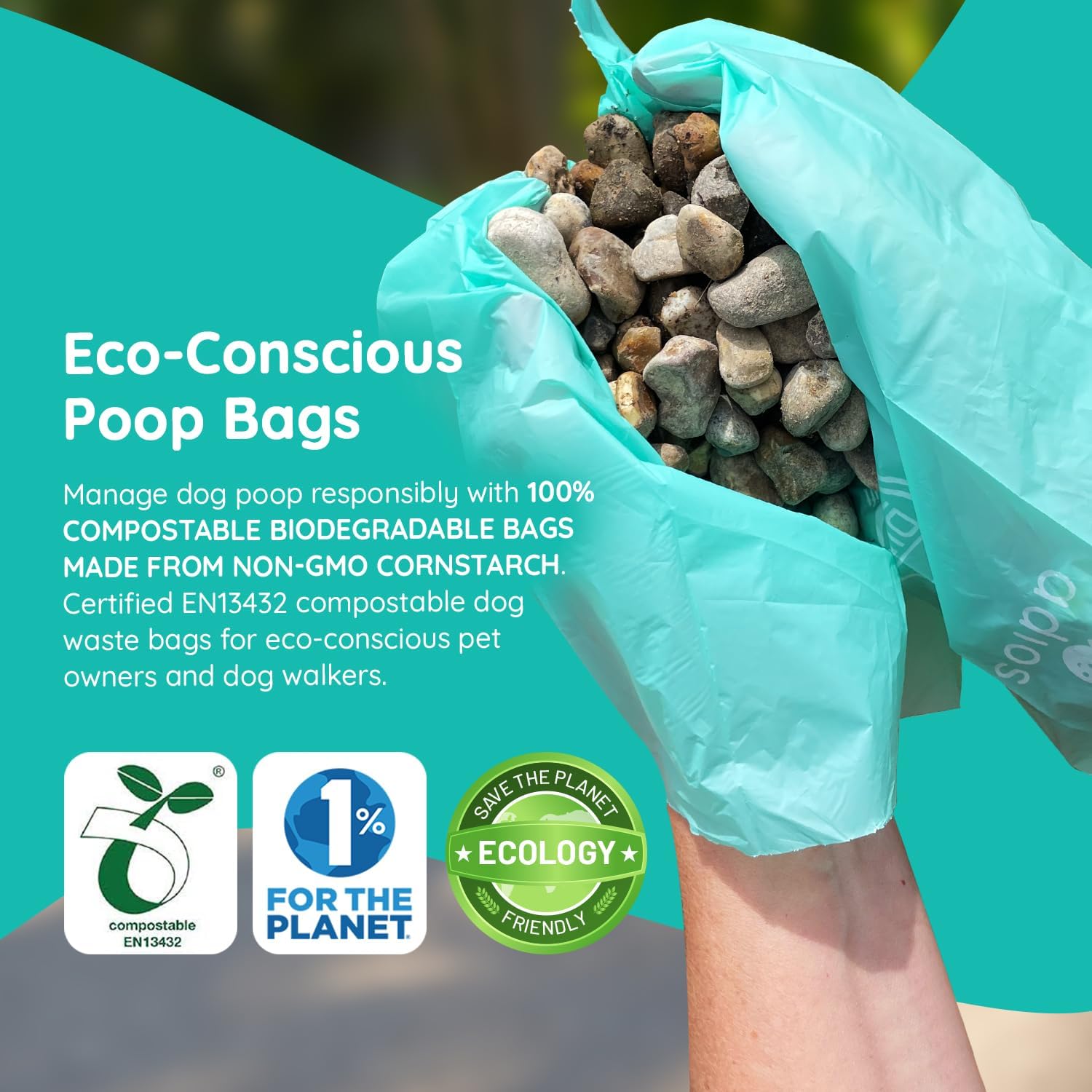 Rainbow Compostable Poo Bags, 120 Bags (8 Rolls)