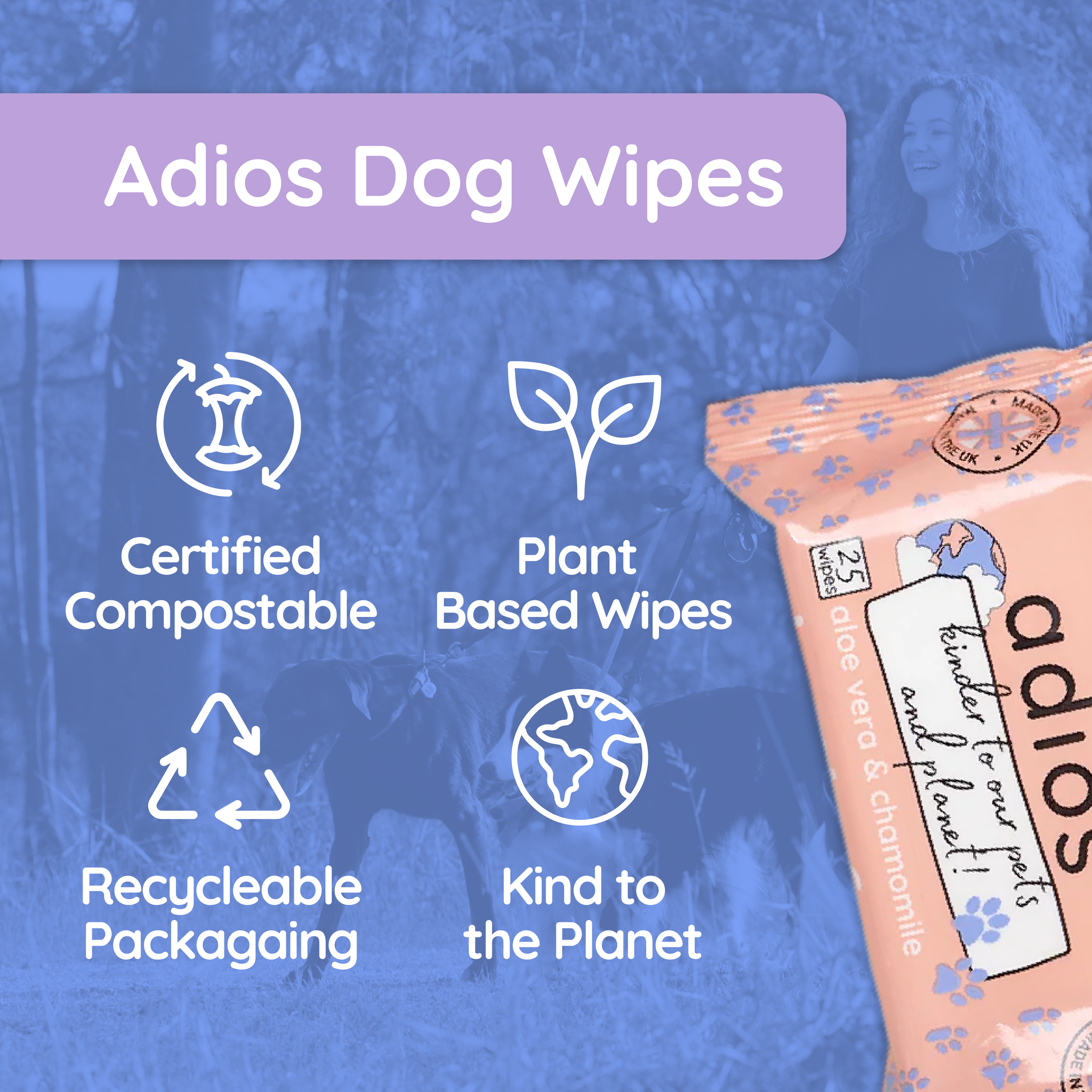 Compostable Pet Wipes by Adios