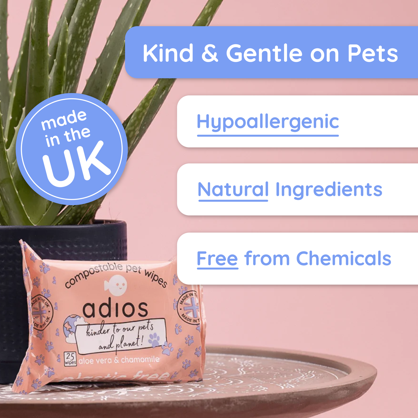 Compostable Pet Wipes by Adios